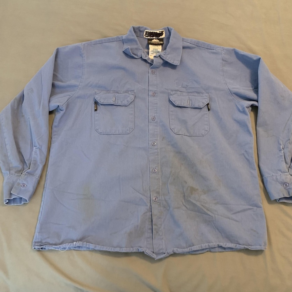 Westex Steelguard Essentials FR Shirt Mens 1XLR Blue Flame‎ Resistant Workwear